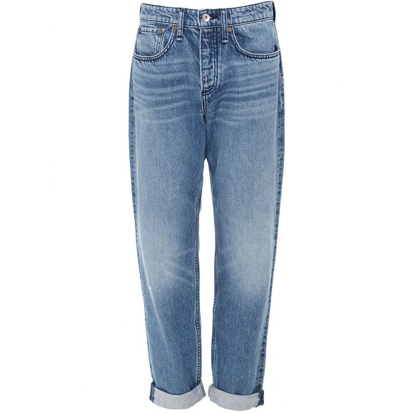 Rag & Bone Rosa Mid-Rise Boyfriend Jeans in Malibu Blue Denim Button Fly Size 34 - Picture 16 of 16